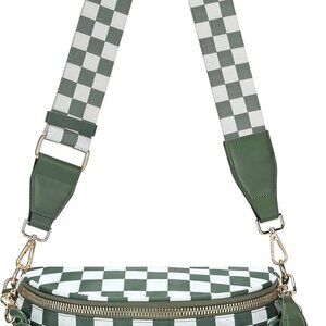 Crossbody Bags for Women Chain Bum Handbag, Checkered Strap Roomy Versatile Mom-